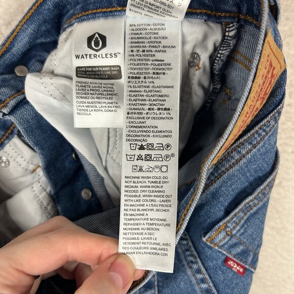 Levis Wedgie Straight Jeans Womens 25 Blue Summer Love Hi Rise Buttonfly Stretch - Picture 8 of 10